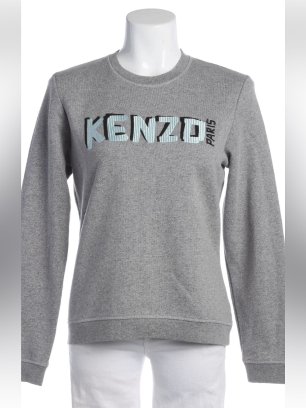 Kenzo Grey Crewneck Sweatshirt with Light Blue Logo
